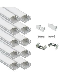 24Pack 6.6FT/2M U Shape LED Aluminum Channel System with Cover Extrusion Profile